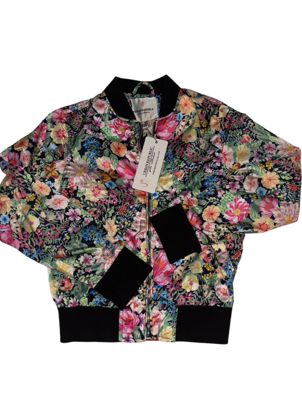 Urban Republic Sateen Floral Bomber Jacket - Size M